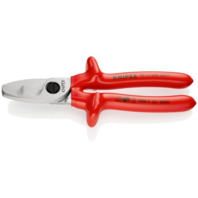 Kabelschere 95 17 200 Doppelschneide verchr. tauchisoliert ø20mm 200mm von Knipex