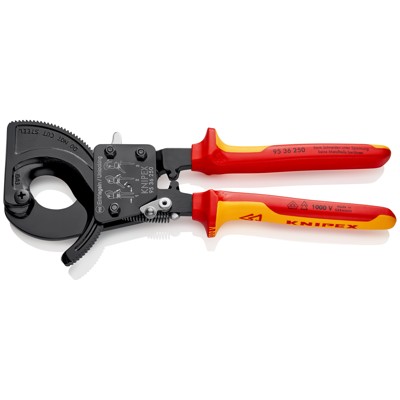 Kabelschere 95 36 250 Ratschenfunktion schw.lack. MK VDE ø32mm 250mm von Knipex