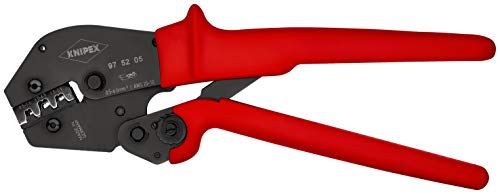 Knipex Crimpzange auch für Zweihandbedienung brüniert, mit rutschhemmenden Kunststoff-Hüllen 250 mm (SB-Karte/Blister) 97 52 05 SB von Knipex