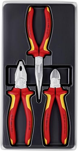 KNIPEX Elektro-Paket, 3-teilig, 160 bis 200 mm, VDE, Grundausstattung für unterwegs, Zangenset, Werkzeugset, 00 20 12 von KNIPEX