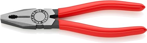 Knipex Kombizange schwarz atramentiert, mit Kunststoff überzogen 180 mm (SB-Karte/Blister) 03 01 180 SB von Knipex