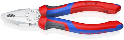 Knipex Kombizange verchromt, mit Mehrkomponenten-Hüllen 180 mm (SB-Karte/Blister) 03 05 180 SB von Knipex