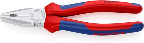 Knipex Kombizange verchromt, mit Mehrkomponenten-Hüllen 200 mm (SB-Karte/Blister) 03 05 200 SB von Knipex