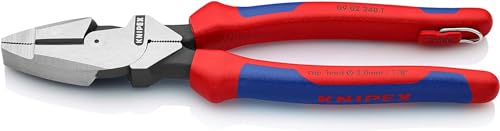 Knipex Kraft-Kombizange "Lineman's Pliers" amerikanisches Modell mit Mehrkomponenten-Hüllen, mit Befestigungsöse zum Anbringen einer Absturzsicherung 240 mm (SB-Karte/Blister) 09 02 240 T BK von Knipex