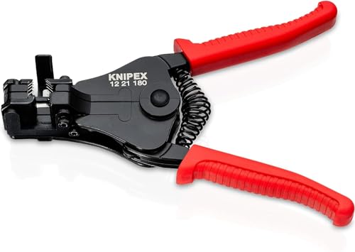 Knipex Abisolierzange mit Formmessern schwarz lackiert, mit Kunststoff-Griffhüllen 180 mm (SB-Karte/Blister) 12 21 180 SB von Knipex