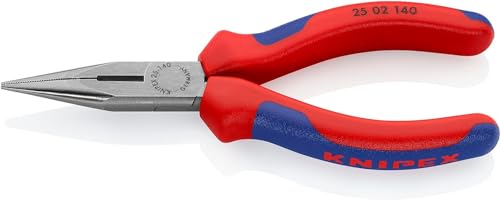 Knipex Flachrundzange mit Schneide (Radiozange) schwarz atramentiert, mit Mehrkomponenten-Hüllen 140 mm 25 02 140 von Knipex