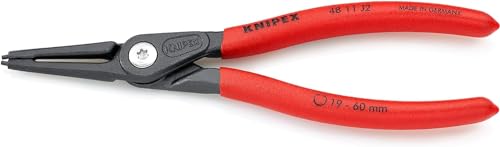 Knipex Präzisions-Sicherungsringzange für Innenringe in Bohrungen grau atramentiert, mit rutschhemmendem Kunststoff überzogen 180 mm (SB-Karte/Blister) 48 11 J2 SB von Knipex