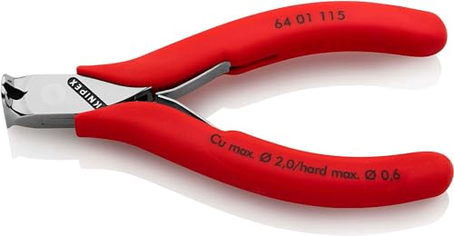 KNIPEX Elektronik-Vornschneider mit rutschhemmenden Kunststoff-Hüllen 115 mm, 64 01 115 von KNIPEX