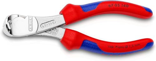 Knipex Kraft-Vornschneider verchromt, mit Mehrkomponenten-Hüllen 140 mm 67 05 140 von Knipex