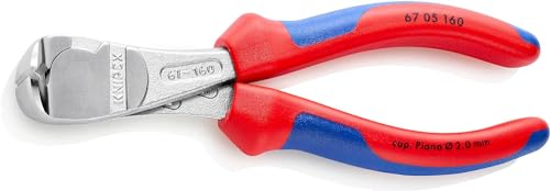 Knipex Kraft-Vornschneider verchromt, mit Mehrkomponenten-Hüllen 160 mm 67 05 160 von Knipex