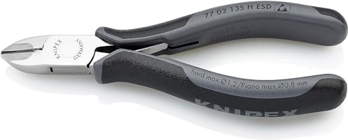 Knipex Elektronik-Seitenschneider mit eingesetzter Hartmetallschneide ESD mit Mehrkomponenten-Hüllen 135 mm 77 02 135 H ESD von Knipex