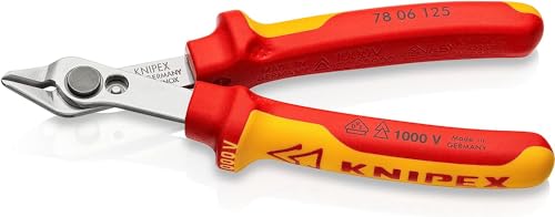 KNIPEX Electronic Super Knips Elektronik-Seitenschneider, 125 mm, VDE, weicher Draht(Kupfer) bis 1,6 mm, mittelharter Draht(Nagel) bis 1 mm, 78 06 125 von Knipex