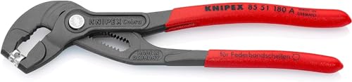KNIPEX Federbandschellenzange mit rutschhemmendem Kunststoff überzogen grau atramentiert 180 mm, 85 51 180 A von KNIPEX