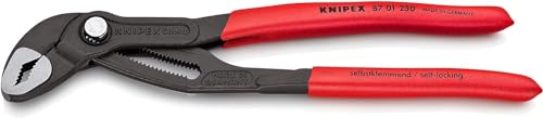 KNIPEX Cobra® Wasserpumpenzange, 250 mm, Muttern bis 46 mm, Rohre bis 50 mm, Feinverstellung per Knopfdruck, Rohrzange, 87 01 250 von Knipex