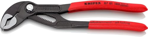 KNIPEX Cobra, Wasserpumpenzange | Rohrzange, Chrom-Vanadium, atramentiert, 180 mm (SB-Karte/Blister), 87 01 180 SB von Knipex