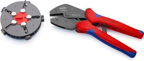 KNIPEX MultiCrimp Crimpzange mit Wechselmagazin, 5 Crimpeinsätze, für alle gängigen Crimpanwendungen, Kabelschuhzange, Presszange, 97 33 02 von KNIPEX