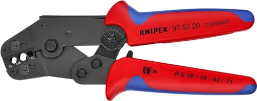 Knipex Crimpzange kurze Bauform brüniert, mit Mehrkomponenten-Hüllen 195 mm 97 52 20 von Knipex
