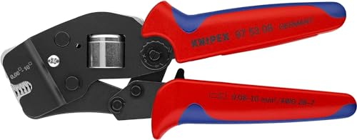 KNIPEX Selbsteinstellende Crimpzange für Aderendhülsen mit Fronteinführung in Blister mit Mehrkomponenten-Hüllen brüniert 190 mm, 97 53 08 SB von KNIPEX