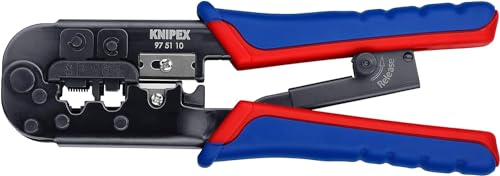 Knipex Crimpzange für Westernstecker brüniert, mit Mehrkomponenten-Hüllen 190 mm (SB-Karte/Blister) 97 51 10 SB von Knipex