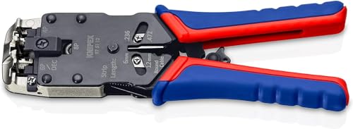 Knipex Crimpzange für Westernstecker brüniert, mit Mehrkomponenten-Hüllen 200 mm (SB-Karte/Blister) 97 51 12 SB von Knipex