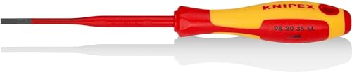 Knipex Schraubendreher (Slim) für Schlitzschrauben brüniert, isolierender Mehrkomponenten-Griff, VDE-geprüft 202 mm 98 20 35 SL von Knipex