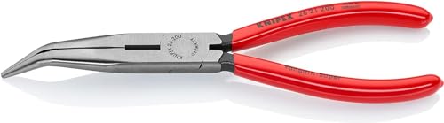 Knipex Flachrundzange mit Schneide (Storchschnabelzange) schwarz atramentiert, mit Kunststoff überzogen 200 mm (SB-Karte/Blister) 26 21 200 SB von Knipex