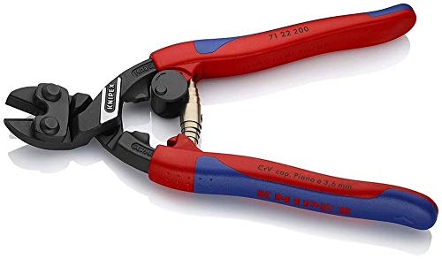 Knipex CoBolt® Kompakt-Bolzenschneider schwarz atramentiert, mit schlanken Mehrkomponenten-Hüllen 200 mm (SB-Karte/Blister) 71 22 200 SB von Knipex