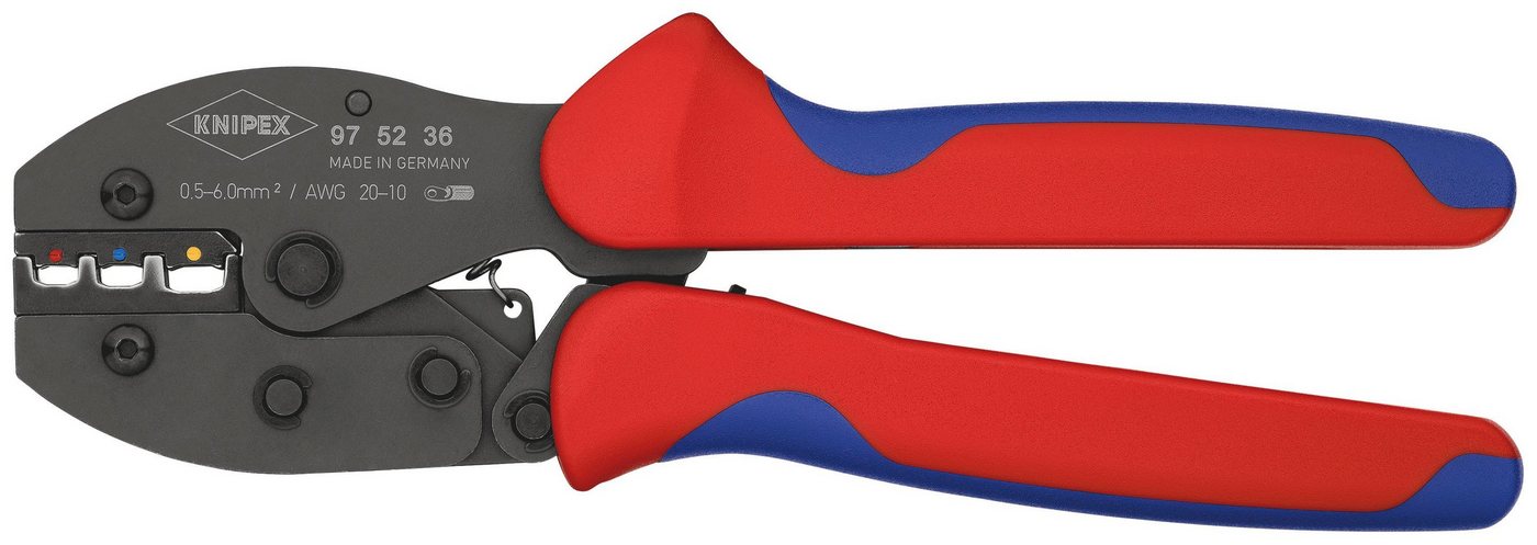 Knipex Crimpzange 97 52 36 PreciForce®, 1-tlg., brüniert, mit Mehrkomponenten-Hüllen 220 mm von Knipex