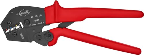 Knipex Crimpzange auch für Zweihandbedienung brüniert, mit rutschhemmenden Kunststoff-Hüllen 250 mm (SB-Karte/Blister) 97 52 06 SB von Knipex