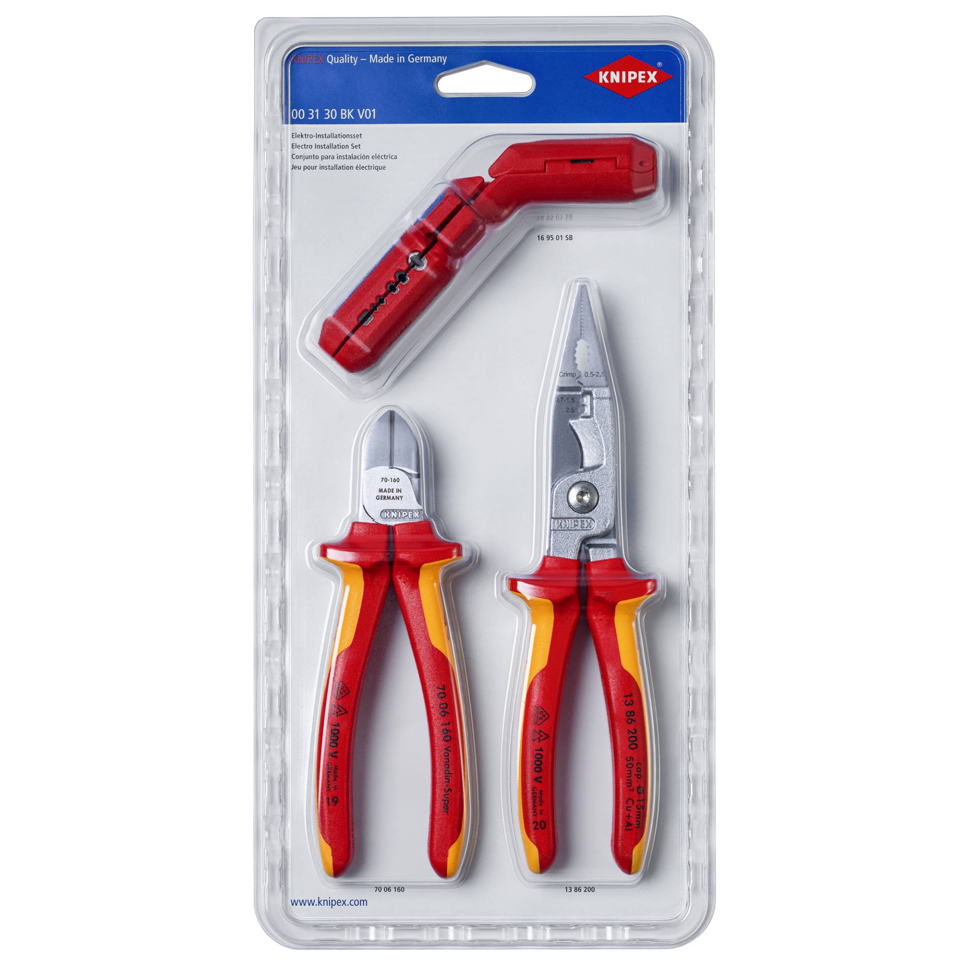 Knipex Elektroinstallations-Set schwarz/rot 3-teilig von Knipex