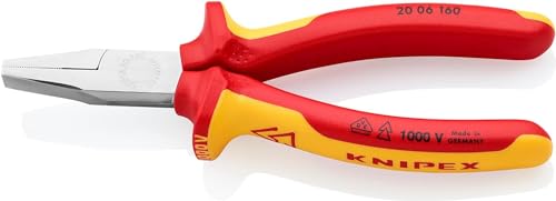 KNIPEX Flachzange isoliert mit Mehrkomponenten-Hüllen, VDE-geprüft verchromt 160 mm, 20 06 160 von KNIPEX