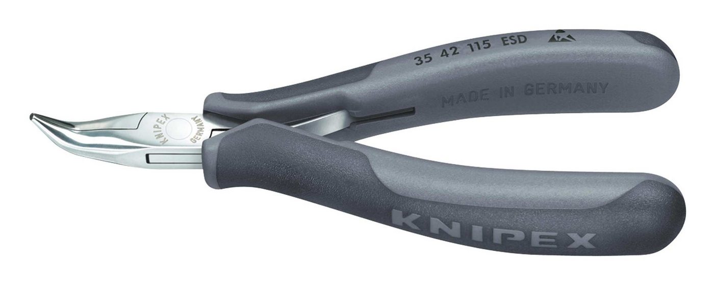 Knipex Greifzange, Elektronik ESD 115 mm flach runde gebogene Backen von Knipex