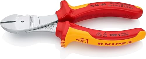 KNIPEX Kraft-Seitenschneider auf SB-Karte isoliert mit Mehrkomponenten-Hüllen, VDE-geprüft verchromt 160 mm, 74 06 160 SB von KNIPEX