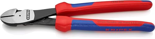 Knipex Kraft-Seitenschneider schwarz atramentiert, mit Mehrkomponenten-Hüllen 250 mm (SB-Karte/Blister) 74 02 250 SB von Knipex