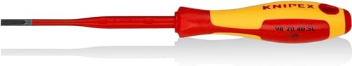 Knipex Schraubendreher (Slim) für Schlitzschrauben brüniert, isolierender Mehrkomponenten-Griff, VDE-geprüft 202 mm 98 20 40 SL von Knipex