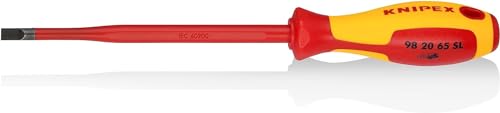 Knipex Schraubendreher (Slim) für Schlitzschrauben brüniert, isolierender Mehrkomponenten-Griff, VDE-geprüft 262 mm 98 20 65 SL von Knipex