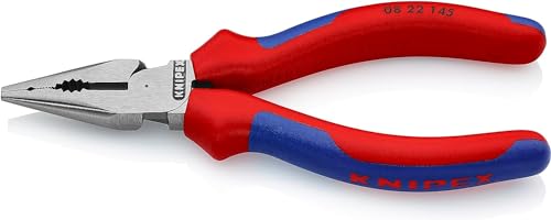 Knipex Spitz-Kombizange schwarz atramentiert, mit Mehrkomponenten-Hüllen 145 mm 08 22 145 von Knipex