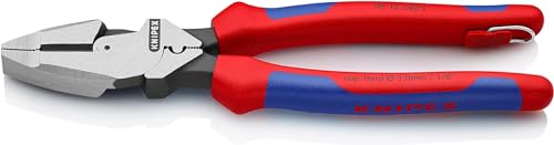 Knipex Kraft-Kombizange "Lineman's Pliers" amerikanisches Modell mit Mehrkomponenten-Hüllen, mit Befestigungsöse zum Anbringen einer Absturzsicherung 240 mm (SB-Karte/Blister) 09 12 240 T BK von Knipex