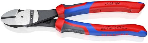 Knipex Kraft-Seitenschneider schwarz atramentiert, mit Mehrkomponenten-Hüllen 200 mm (SB-Karte/Blister) 74 02 200 SB von Knipex