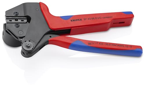 KNIPEX Crimp-Systemzange für auswechselbare Crimpeinsätze mit Mehrkomponenten-Hüllen brüniert 200 mm, 97 43 66 EVO von KNIPEX