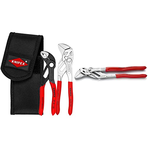 Knipex Mini-Zangenset in Werkzeuggürteltasche 2-teilig (SB-Karte/Blister) 00 20 72 V01 & Zangenschlüssel, Multi-Schraubenschlüssel, Chrom-Vanadium, Rostschutz verchromt, 250 mm, 86 03 250 von Knipex