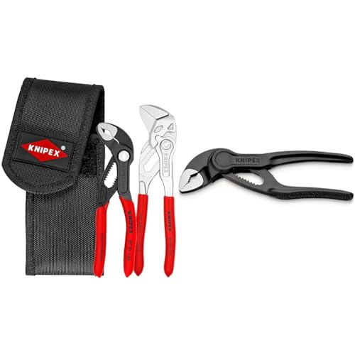 Knipex Mini-Zangenset & Cobra® XS Mini-Wasserpumpenzange, 100 mm, Muttern bis 24 mm, Rohre bis 28 mm, Selbstklemm-Effekt, Rohrzange, EDC, 87 00 100 von KNIPEX