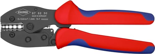 Knipex PreciForce® Crimpzange brüniert, mit Mehrkomponenten-Hüllen 220 mm (SB-Karte/Blister) 97 52 30 SB von Knipex