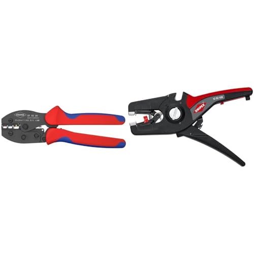 Knipex PreciForce® Crimpzange brüniert, mit Mehrkomponenten-Hüllen 220 mm 97 52 36 & PreciStrip16 Automatische Abisolierzange, in Blister, 0,08-16 mm² von Knipex