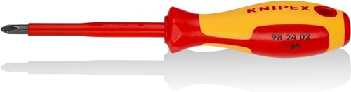Knipex Schraubendreher für Kreuzschlitzschrauben Phillips® brüniert, isolierender Mehrkomponenten-Griff, VDE-geprüft 212 mm 98 24 02 von Knipex