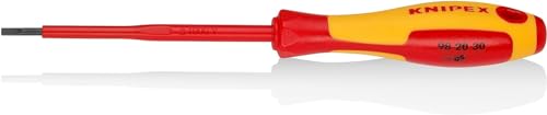 Knipex Schraubendreher für Schlitzschrauben brüniert, isolierender Mehrkomponenten-Griff, VDE-geprüft 202 mm 98 20 30 von Knipex