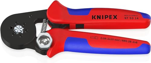 Knipex Selbsteinstellende Crimpzange für Aderendhülsen mit Seiteneinführung brüniert, mit Mehrkomponenten-Hüllen 180 mm (SB-Karte/Blister) 97 53 14 SB von Knipex
