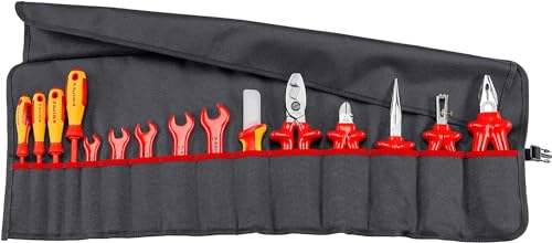 Knipex Werkzeug-Rolltasche 15-teilig mit isolierten Werkzeugen für Arbeiten an elektrischen Anlagen 98 99 13 von Knipex