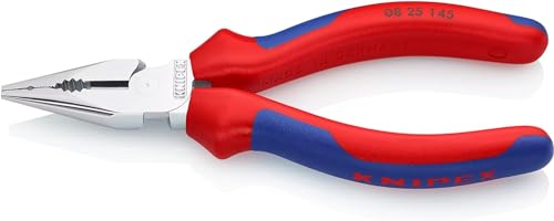 Knipex Spitz-Kombizange verchromt, mit Mehrkomponenten-Hüllen 145 mm (SB-Karte/Blister) 08 25 145 SB von Knipex