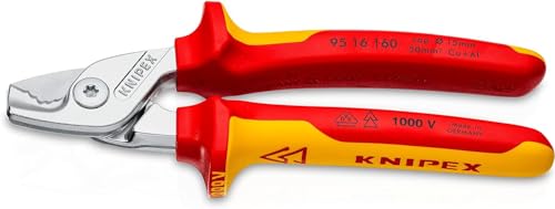 Knipex StepCut Kabelschere verchromt, isoliert mit Mehrkomponenten-Hüllen, VDE-geprüft 160 mm 95 16 160 von Knipex
